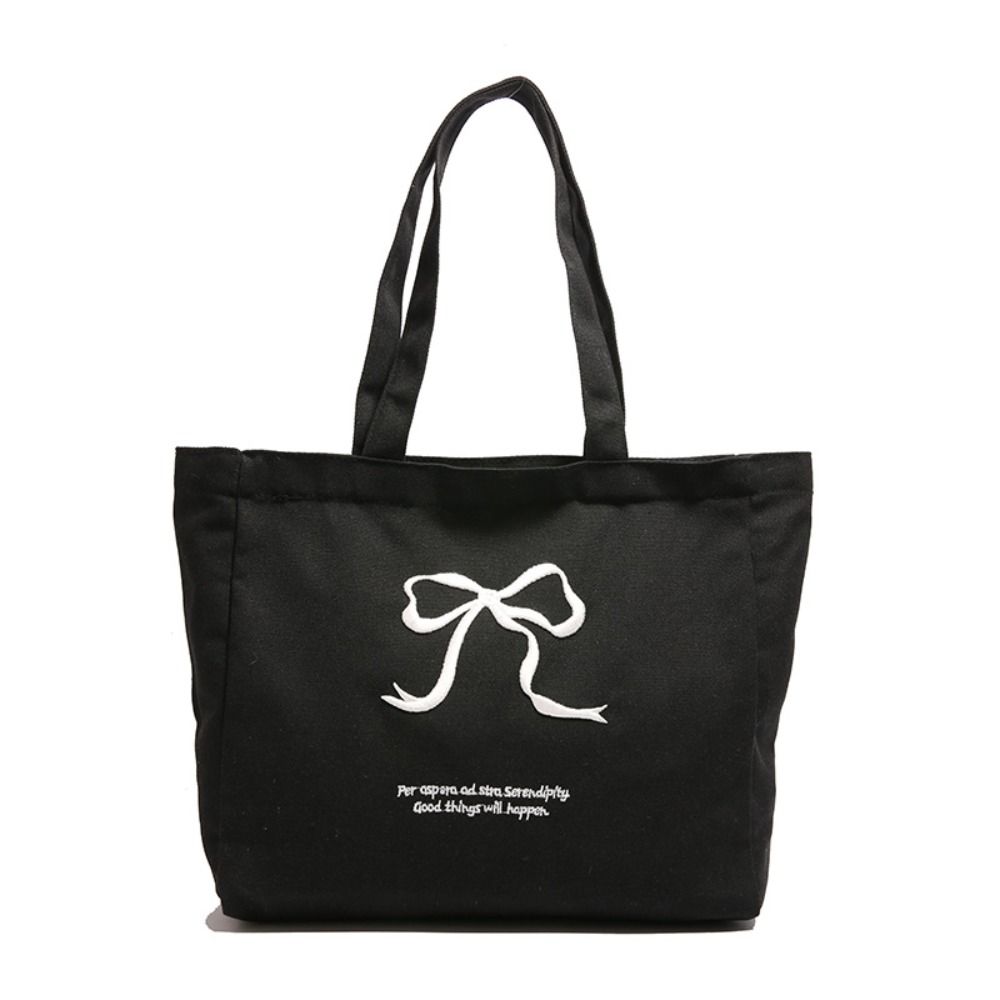 Solid Color Bow Shoulder Bag Zipper Canvas Handbag Simple Embroidery Bow Tote Bag Shopping білий
Solid Color Bow Shoulder Bag Zipper Canvas Handbag Simple Embroidery Bow Tote Bag Shopping білий