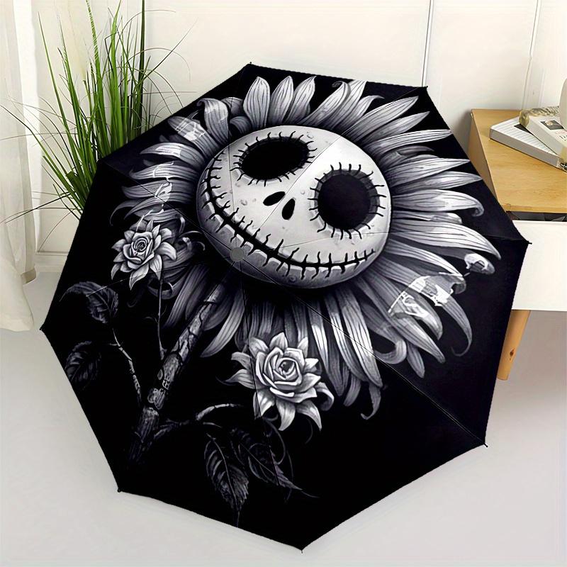 Sunflower Skull,Nightmare Before Christmas Themed Automatic Opening and Closing Folding Umbrella, Reinforced 8 Ribs, Compact Travel Design,
Sunflower Skull,Nightmare Before Christmas Themed Automatic Opening and Closing Folding Umbrella, Reinforced 8 Ribs, Compact Travel Design,