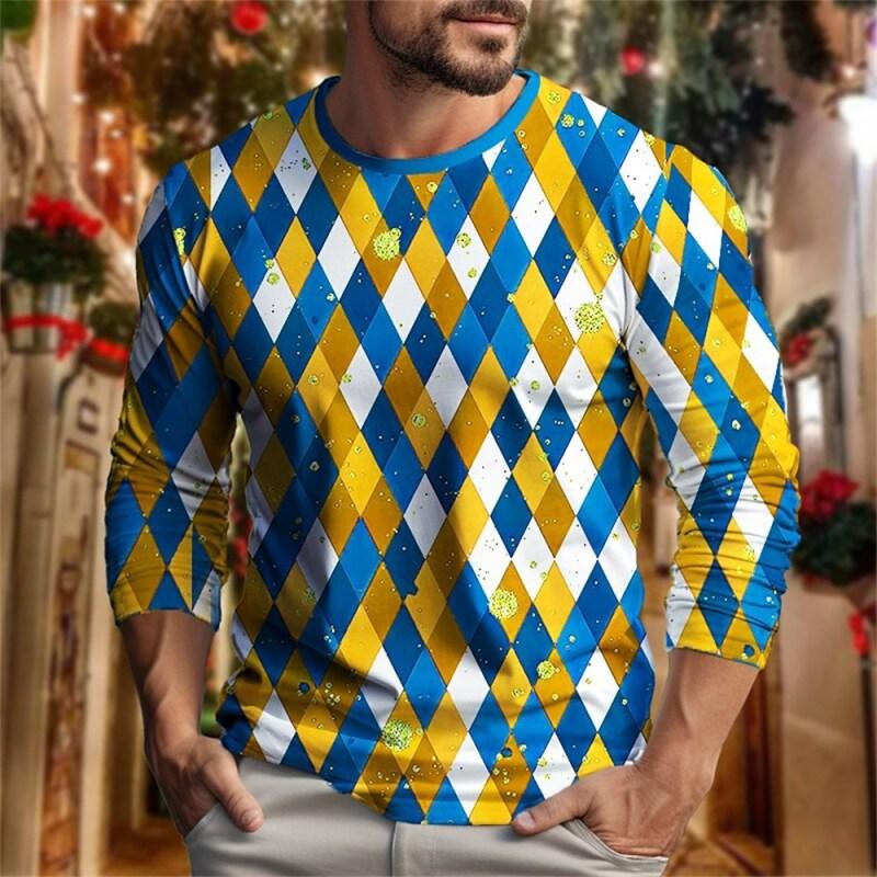 Christmas Men s Diamond block T shirt Tee 3d Print Santa Long Sleeve Daily Weekend Basic O-Neck Autumn Clothing Men s Streetwear
Christmas Men s Diamond block T shirt Tee 3d Print Santa Long Sleeve Daily Weekend Basic O-Neck Autumn Clothing Men s Streetwear
