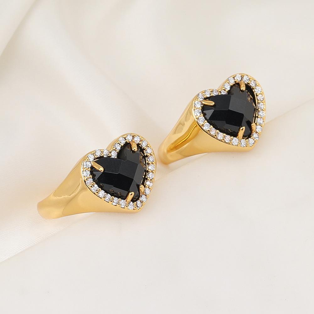 18k Gold Black Sparkling Stone Heart Ring - Durable and Stylish Couple s Jewelry for Women Gold (#6)
18k Gold Black Sparkling Stone Heart Ring - Durable and Stylish Couple s Jewelry for Women Gold (#6)