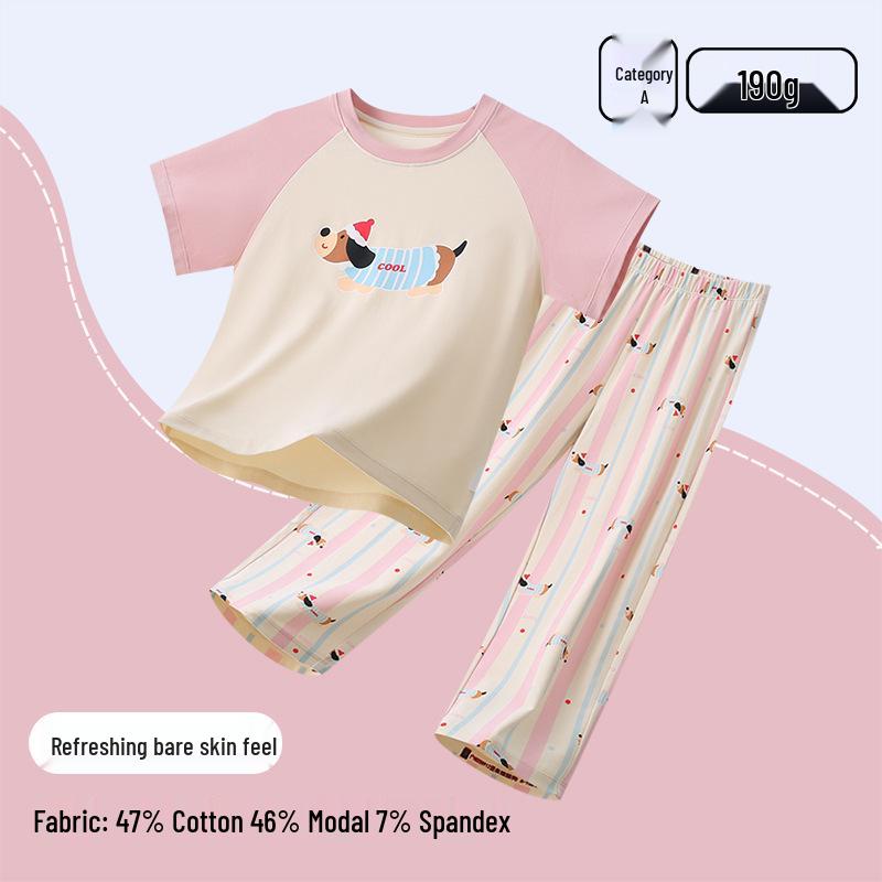 Modal Children s Summer Pajamas - A-Class Cotton Cartoon Short-Sleeve Set for Girls & Boys. 120 (recommended 105-115 cm/40-50 jin)
Modal Children s Summer Pajamas - A-Class Cotton Cartoon Short-Sleeve Set for Girls & Boys. 120 (recommended 105-115 cm/40-50 jin)