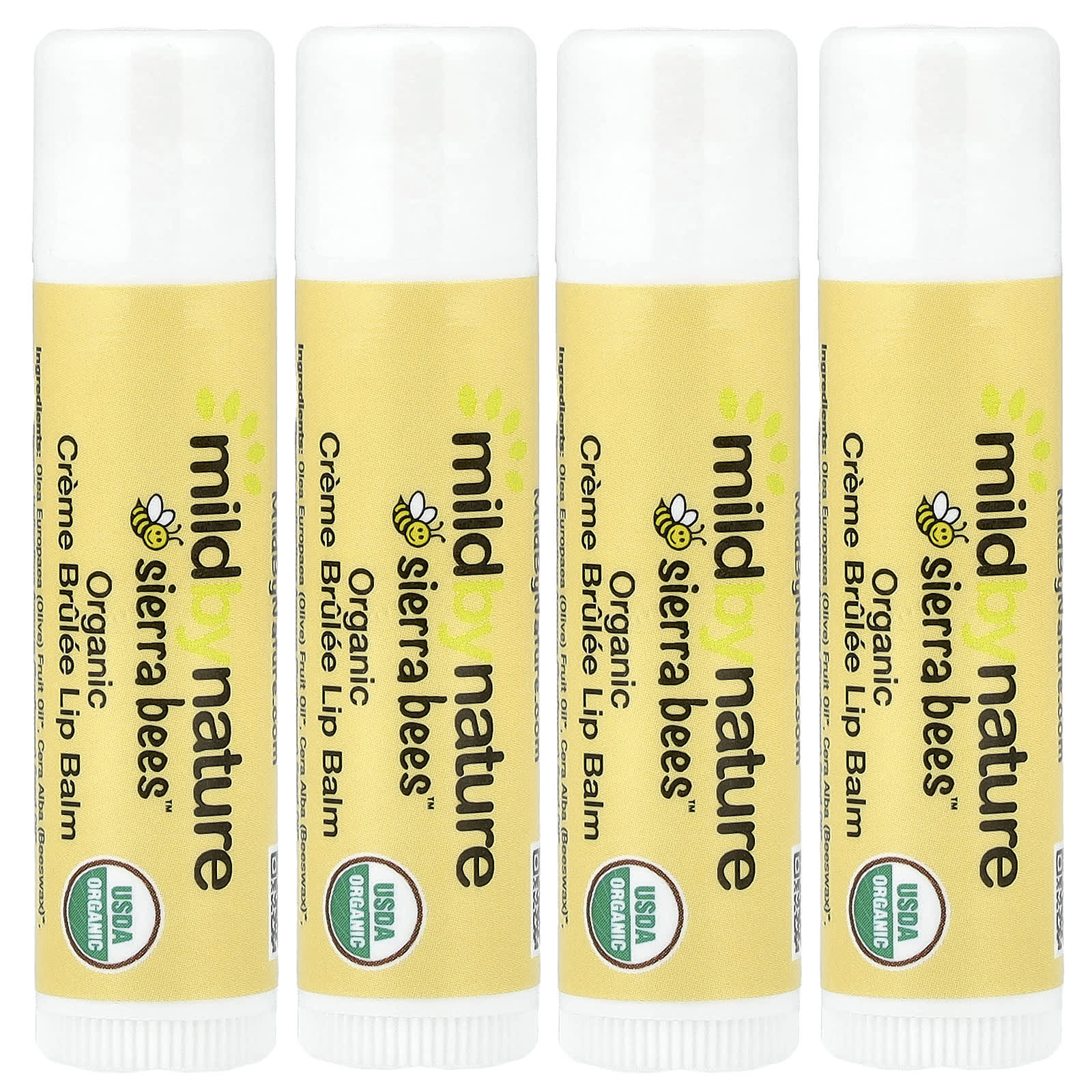 Mild By Nature, Sierra Bees™, Organic Lip Balm, Crème Brûlée, 4 Pack, 4.25 g (0.15 oz) Each
Mild By Nature, Sierra Bees™, Organic Lip Balm, Crème Brûlée, 4 Pack, 4.25 g (0.15 oz) Each