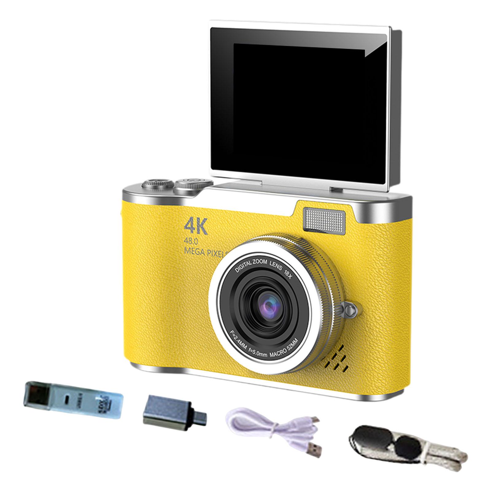 НОВА 4K CCD Цифрова камера з 8-кратним цифровим зумом 48 МП Компактна портативна камера для цифрової фотографії 180° поворотний екран Камера для селфі жовтий
НОВА 4K CCD Цифрова камера з 8-кратним цифровим зумом 48 МП Компактна портативна камера для цифрової фотографії 180° поворотний екран Камера для селфі жовтий