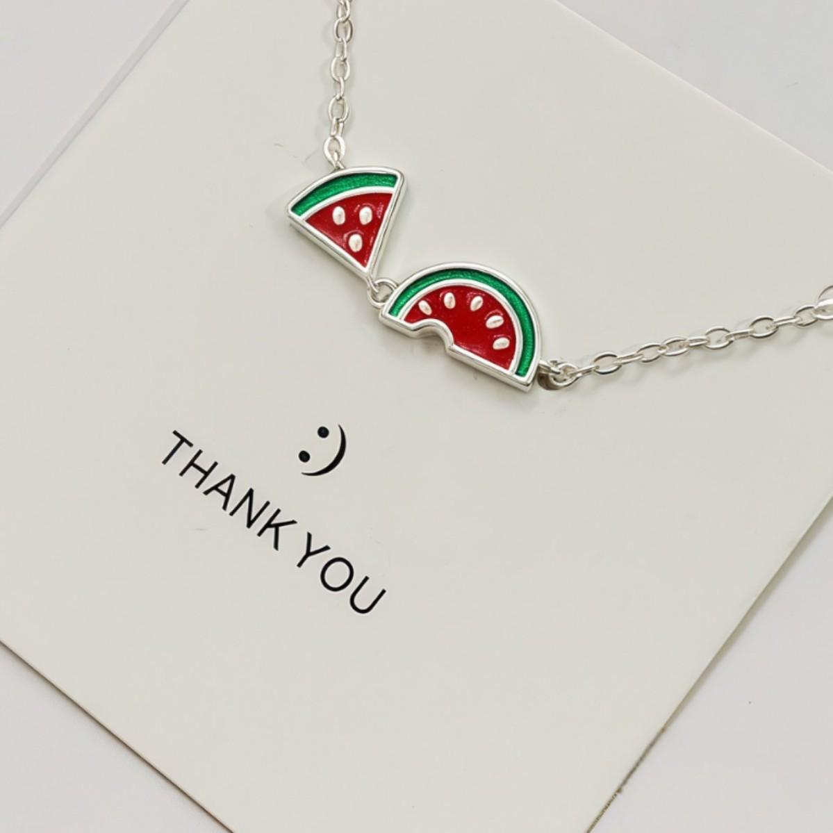 European & American Cute Watermelon Fruit Ornament Drip Oil Women s Bracelet срібний
European & American Cute Watermelon Fruit Ornament Drip Oil Women s Bracelet срібний