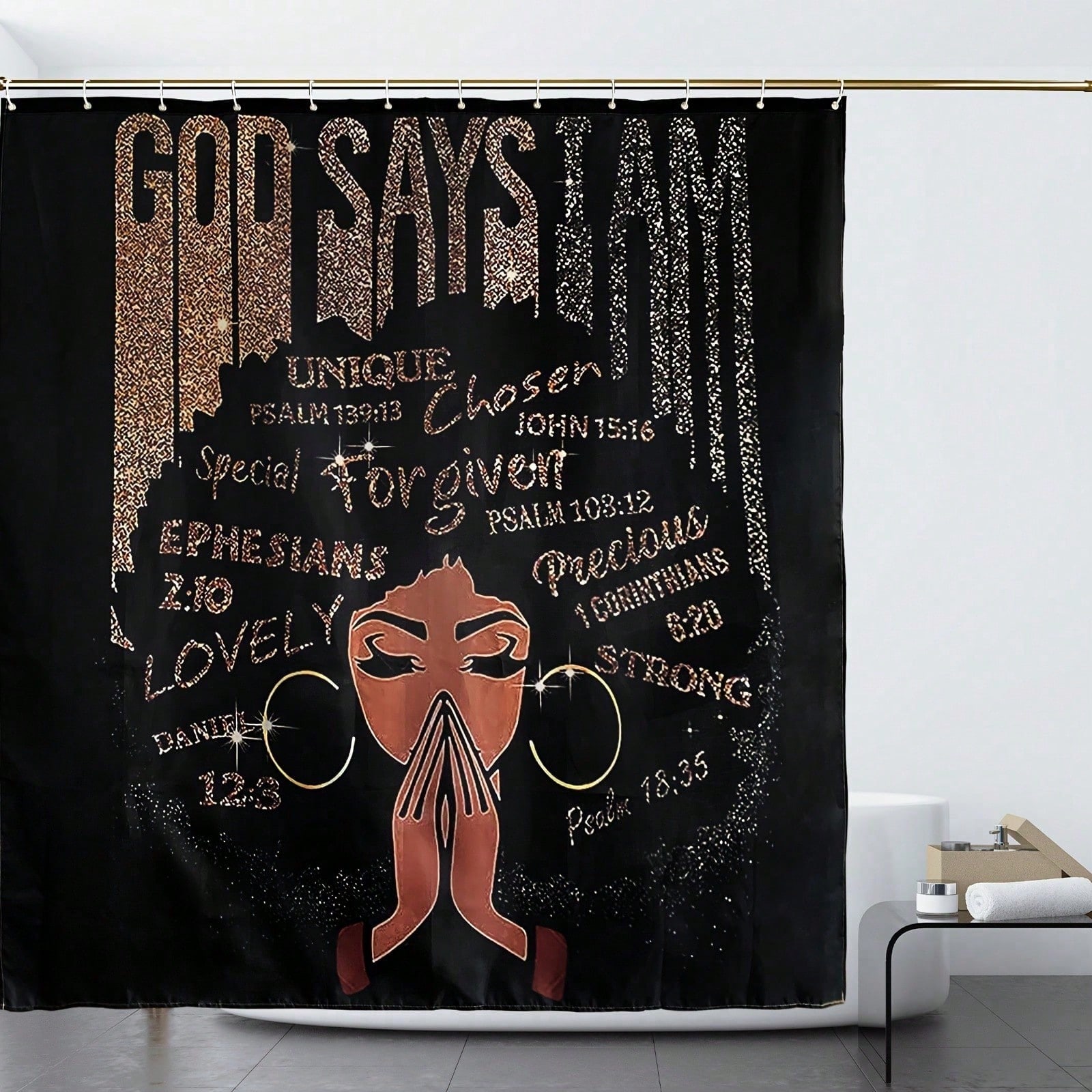 1/4 Set Of Carpet Shower Curtain, African Girl Pattern Shower Curtain With 12 Hooks, Non-Slip Carpet, Toilet U-Shaped Mat W60H190(CM)-1 Pcs
1/4 Set Of Carpet Shower Curtain, African Girl Pattern Shower Curtain With 12 Hooks, Non-Slip Carpet, Toilet U-Shaped Mat W60H190(CM)-1 Pcs