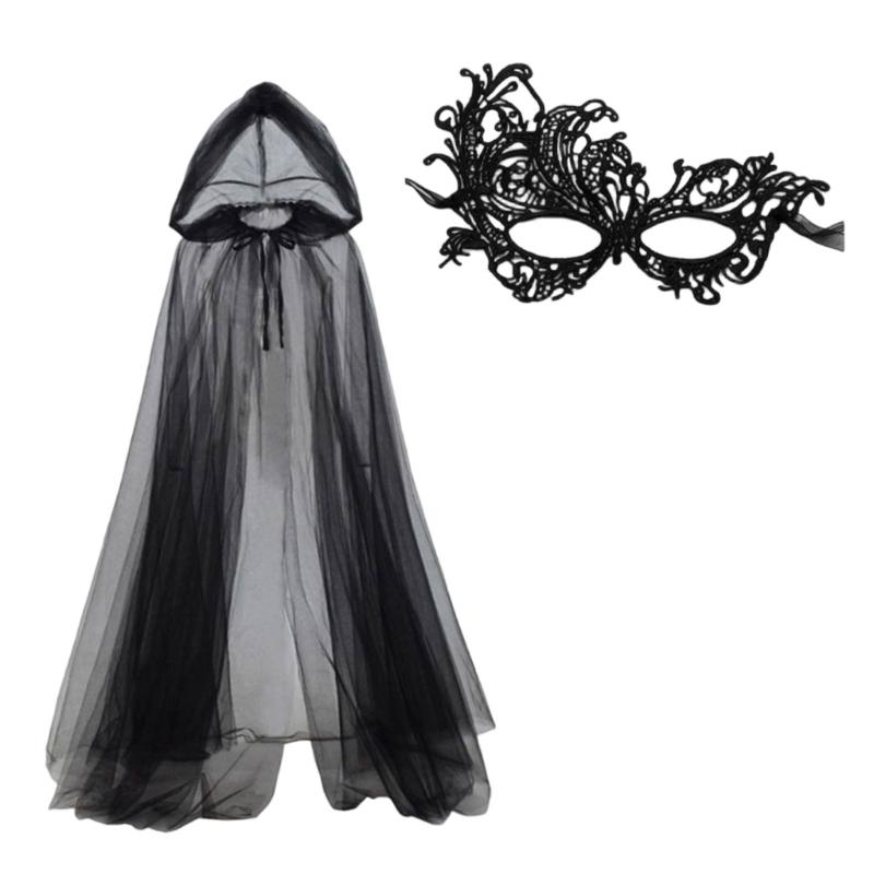 Gothic Long Hooded Cape And Delicate Lace Mask Costume Accessories For Halloween Party Role Playing Event чёрный
Gothic Long Hooded Cape And Delicate Lace Mask Costume Accessories For Halloween Party Role Playing Event чёрный