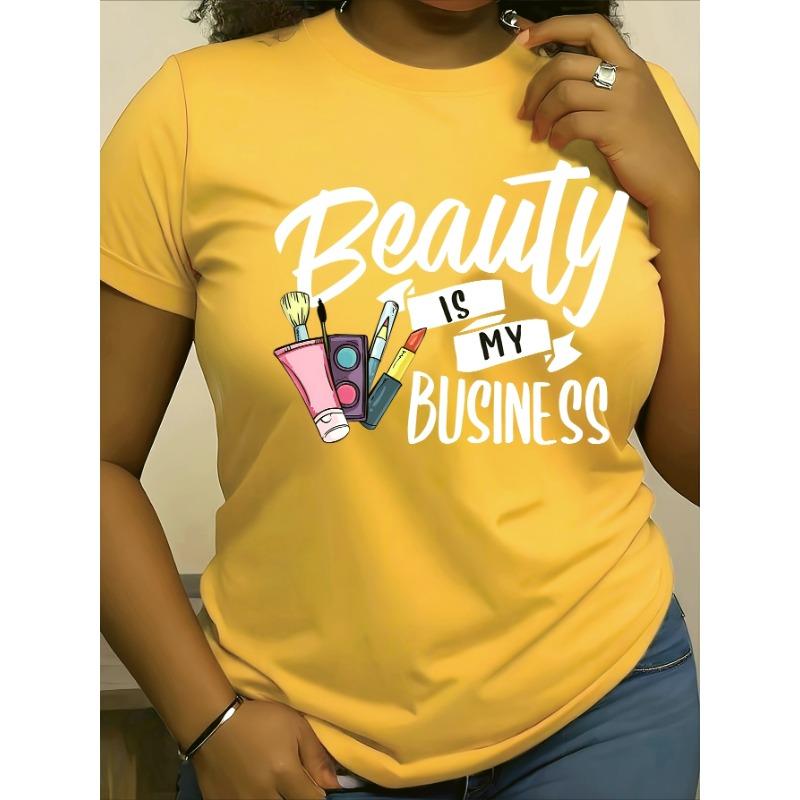 Women s Tshirt Graphic Beauty Is My Business Casual Crew Neck with Makeup Brush Design Short Sleeve Summer Top Comfortable Fit S
Women s Tshirt Graphic Beauty Is My Business Casual Crew Neck with Makeup Brush Design Short Sleeve Summer Top Comfortable Fit S