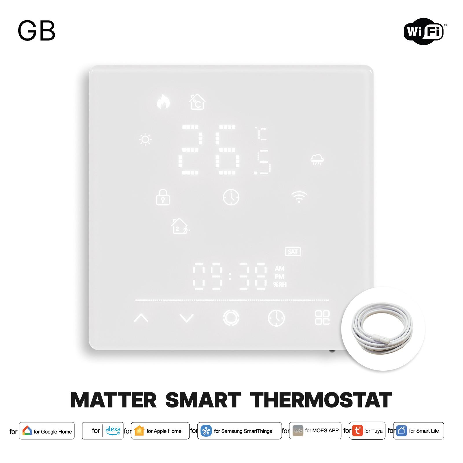 Smart WIFI Thermostat for Electric Floor Heating Compatible with For Tuya System with Weather Station and Touch Screen
Smart WIFI Thermostat for Electric Floor Heating Compatible with For Tuya System with Weather Station and Touch Screen