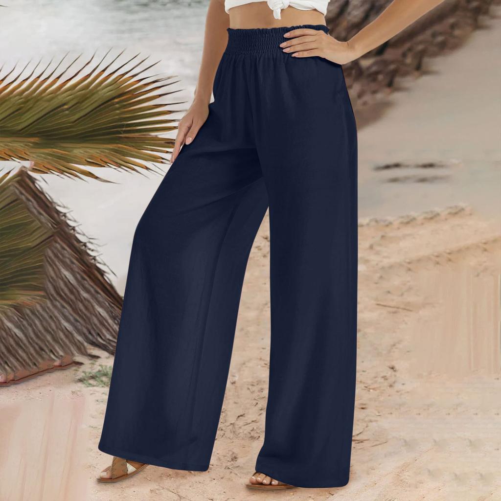 Women s Four Seasons Solid Colours Cotton Linen Elastic Waist Belts with Wide Beach Long Trousers Plain Loose Trousers S
Women s Four Seasons Solid Colours Cotton Linen Elastic Waist Belts with Wide Beach Long Trousers Plain Loose Trousers S