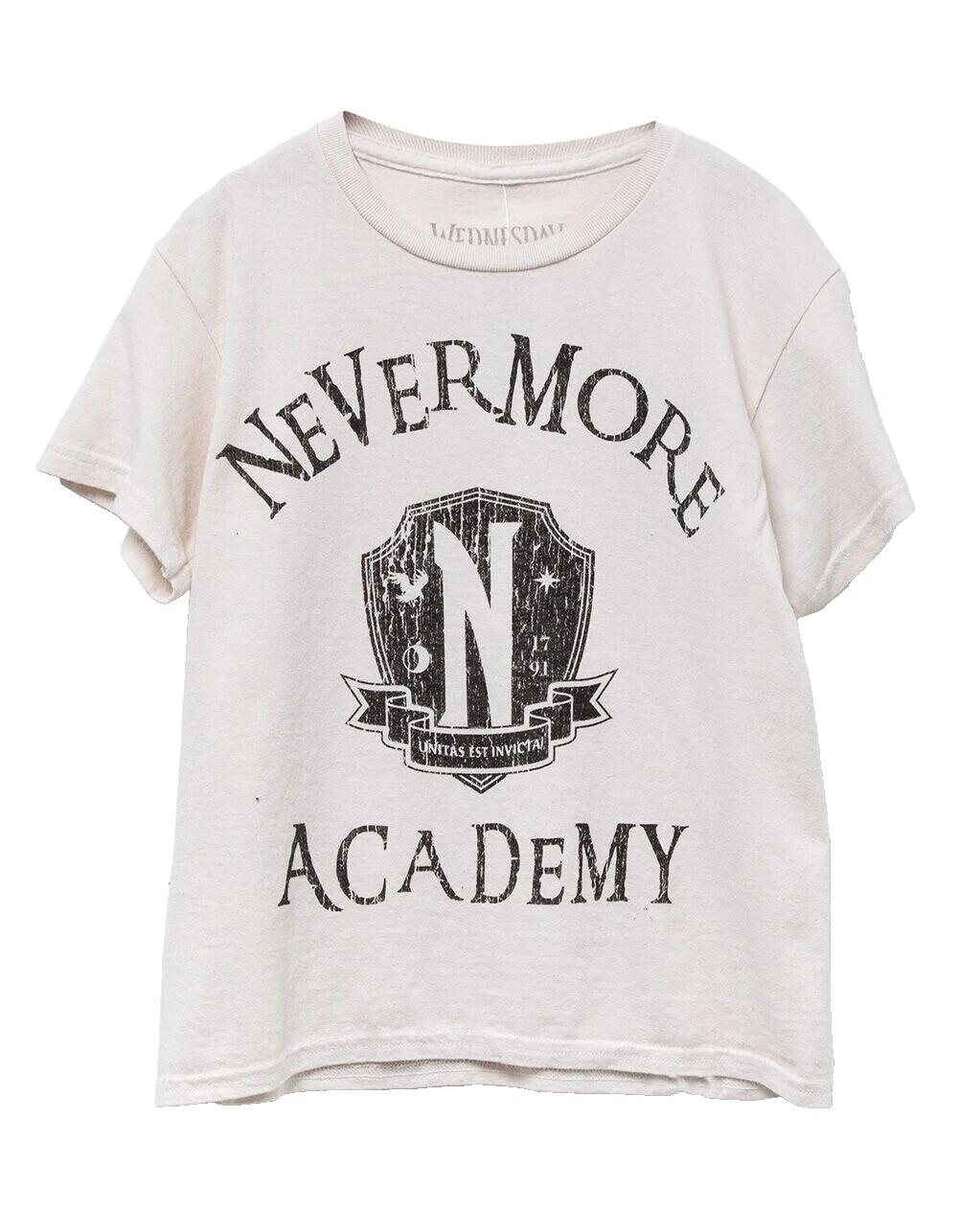 WEDNESDAY Addams Nevermore Youth Girls Boyfriend Fit Ivory Shirt New S, M, L XL
WEDNESDAY Addams Nevermore Youth Girls Boyfriend Fit Ivory Shirt New S, M, L XL