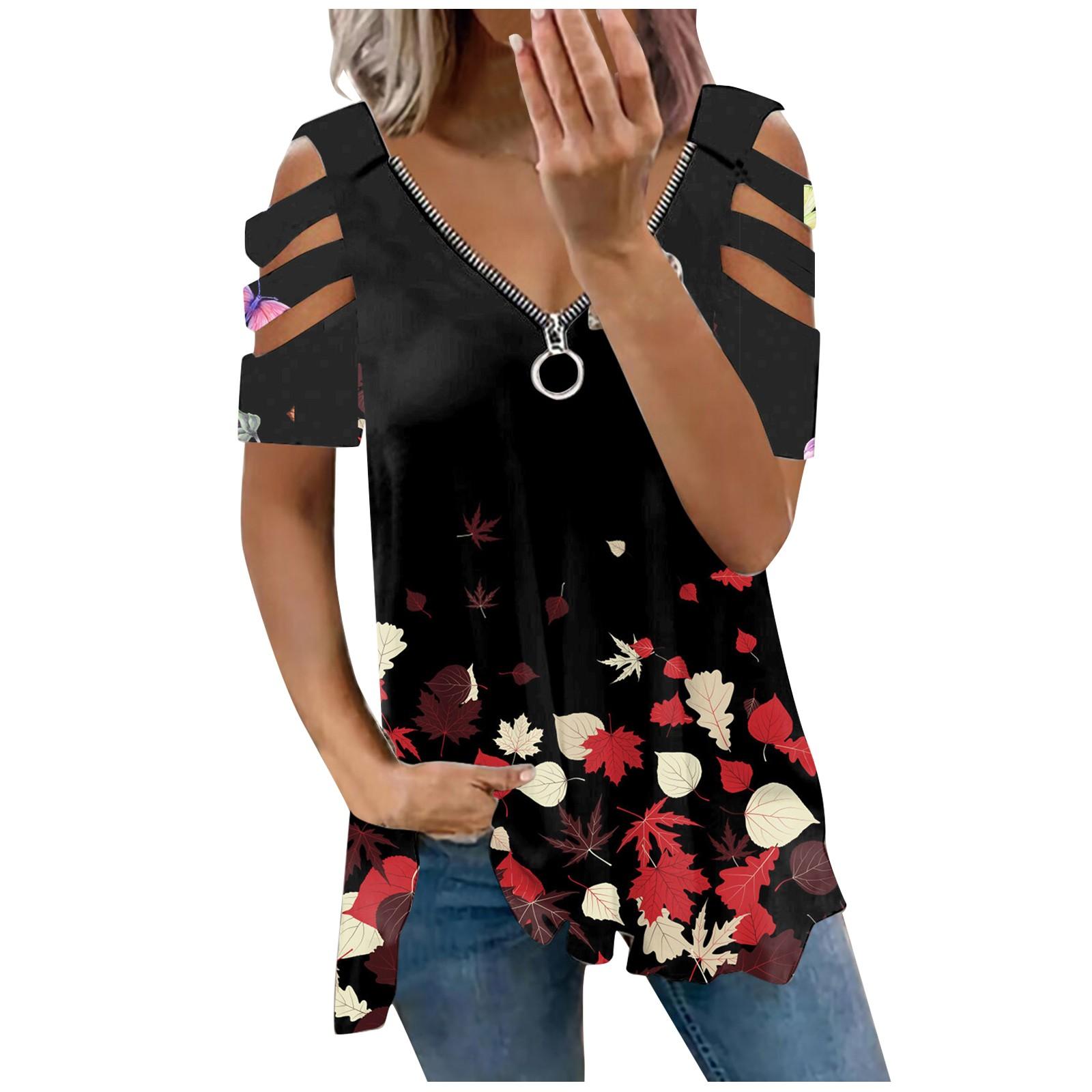 (SU)Женская мода повседневная футболка с короткими рукавами и открытыми плечами с v-образным вырезом и застежкой-молнией Топ
(SU)Женская мода повседневная футболка с короткими рукавами и открытыми плечами с v-образным вырезом и застежкой-молнией Топ