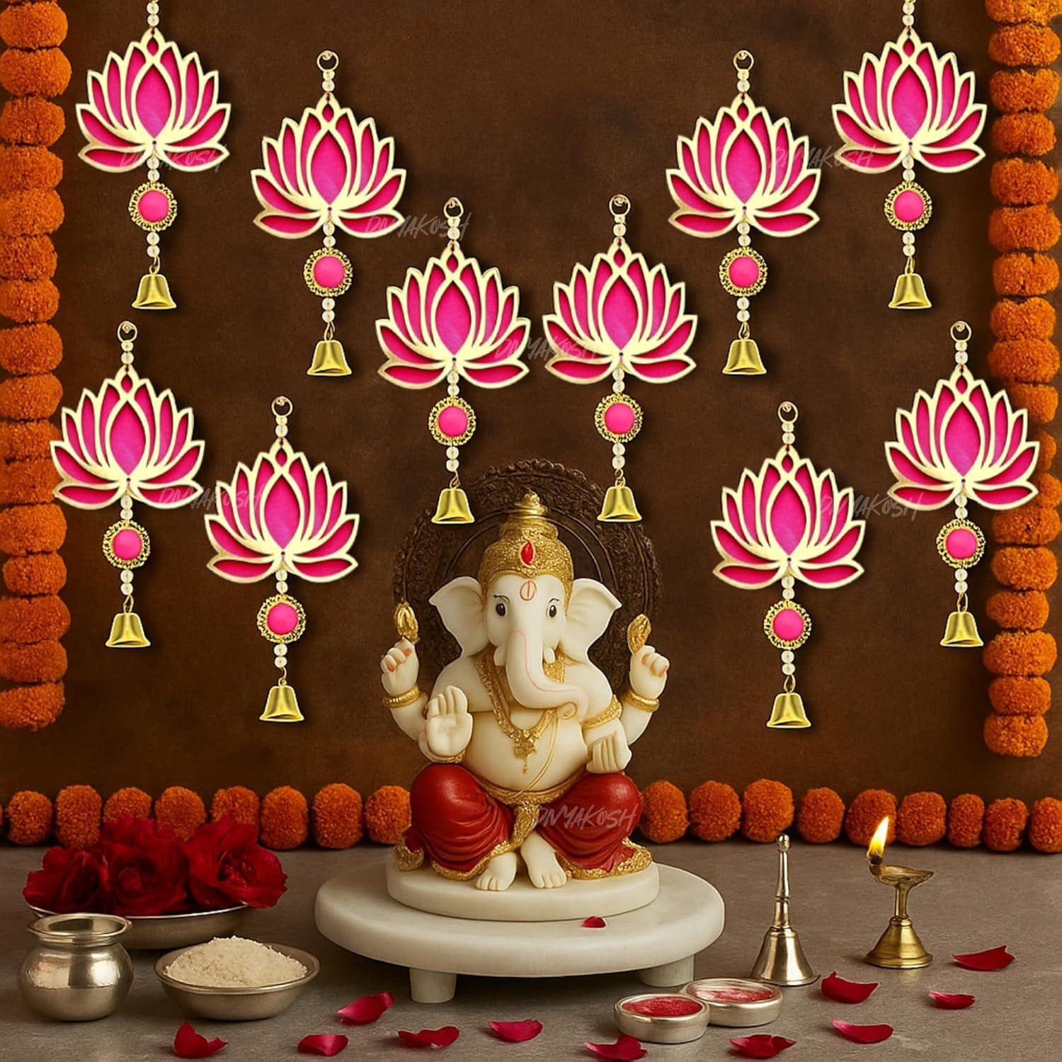 Lotus Hangings for Decoration, Pack of 10, Color - Pink | Door/Wall Decor, Mandir Pooja Room, Temple Decor, Export Quality |
Lotus Hangings for Decoration, Pack of 10, Color - Pink | Door/Wall Decor, Mandir Pooja Room, Temple Decor, Export Quality |