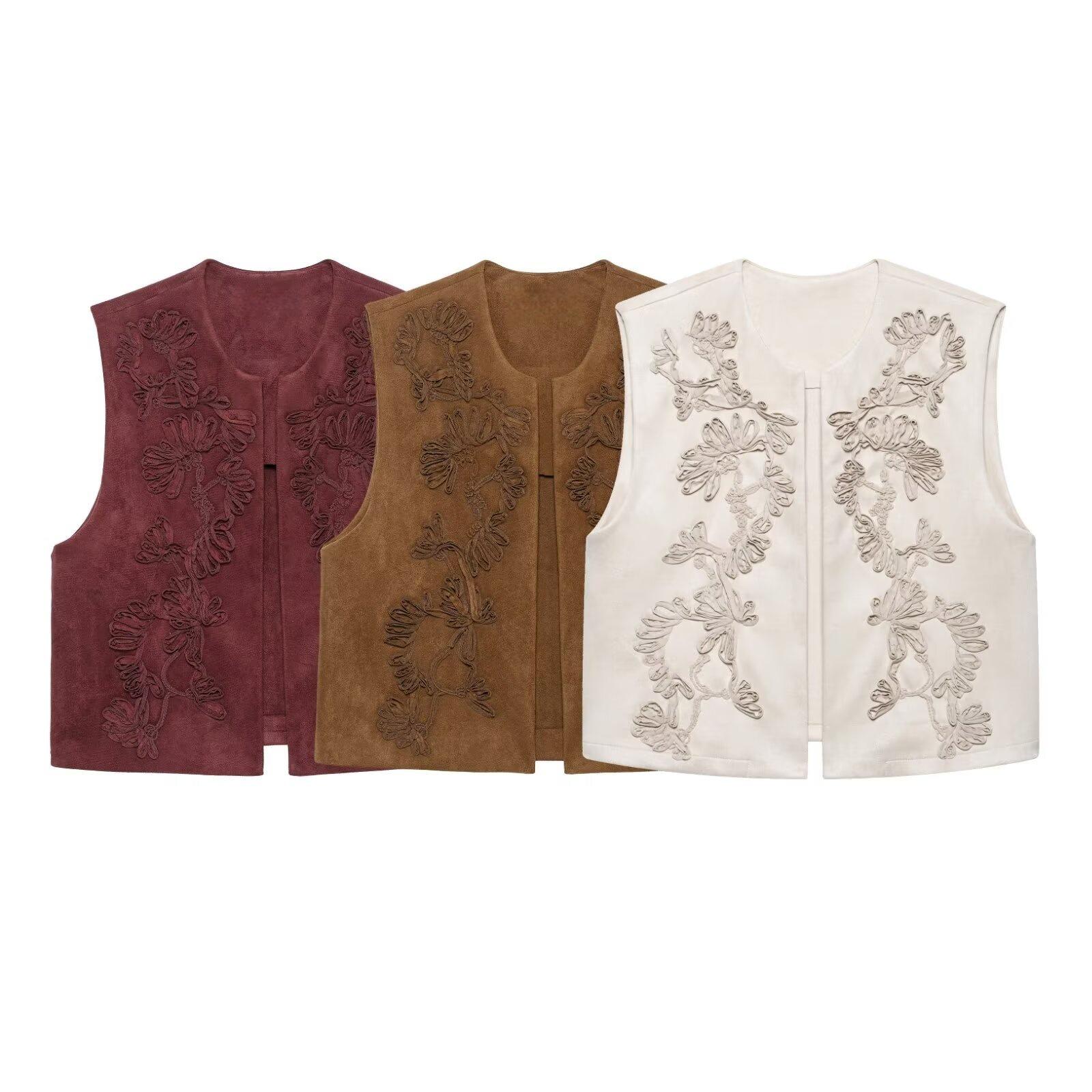 2025 Summer Chinese Style Embroidered Suede Effect Jacquard Vest Large темно-коричневого кольору
2025 Summer Chinese Style Embroidered Suede Effect Jacquard Vest Large темно-коричневого кольору