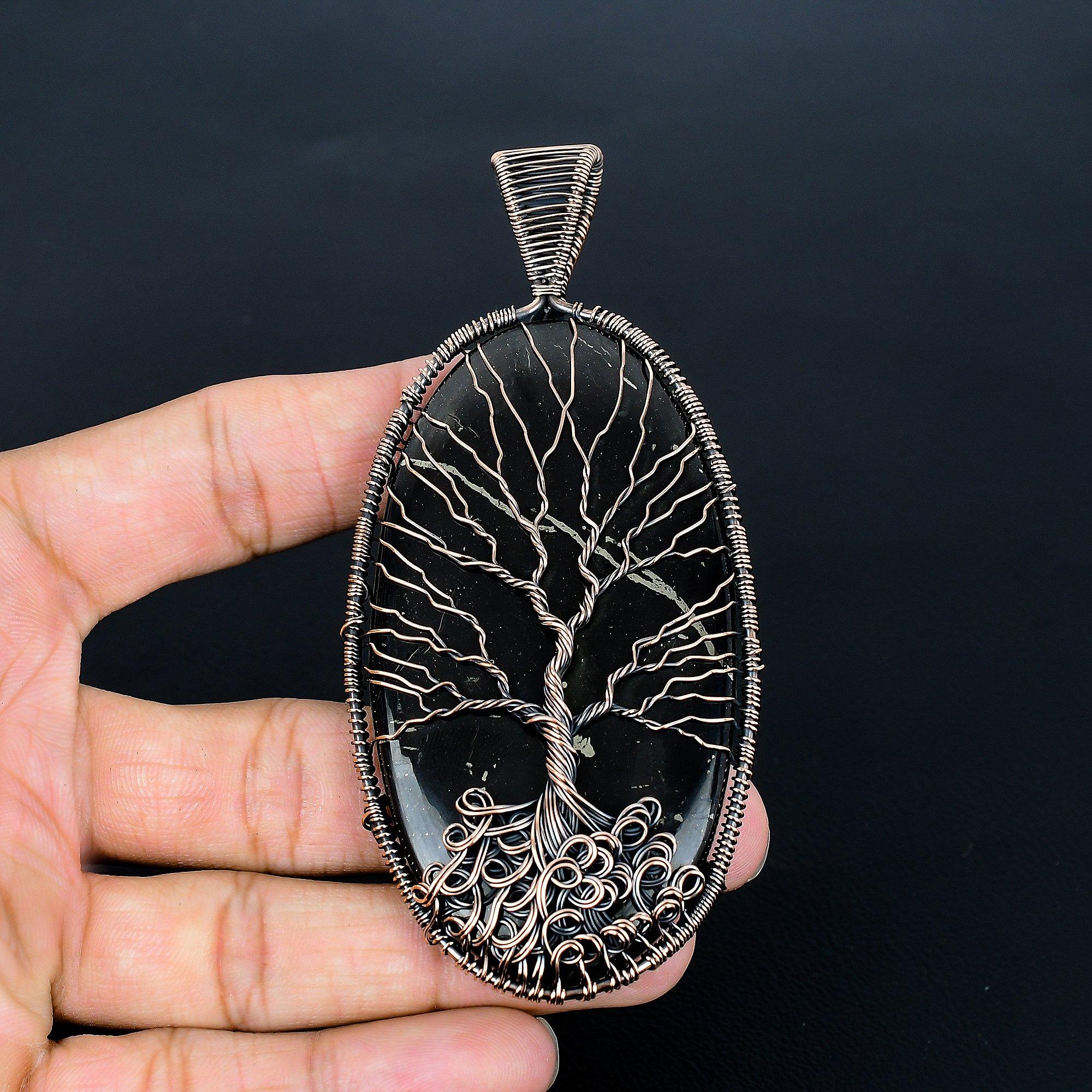 Tree Of Life Shungite Pendant, Handmade Gemstone 999 Copper Wire Wrap Pendant Antique Jewelry, For Gift Copper Jewelry
Tree Of Life Shungite Pendant, Handmade Gemstone 999 Copper Wire Wrap Pendant Antique Jewelry, For Gift Copper Jewelry