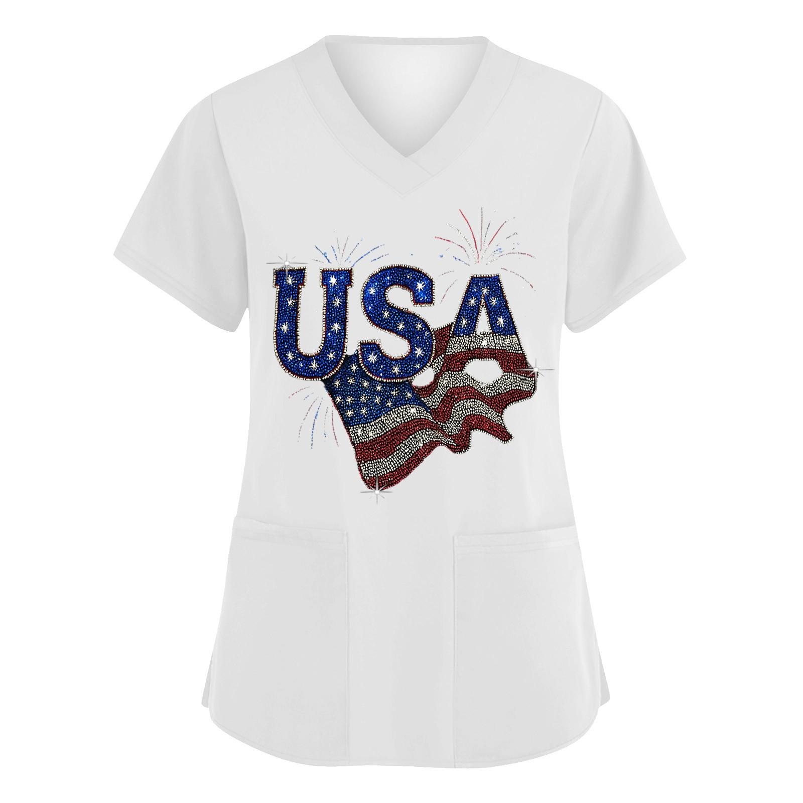 Women V Neck Short Sleeve Work Top with Pockets USA Flag Print Comfortable Loose Fit Scrub Shirt Uniform XL білий
Women V Neck Short Sleeve Work Top with Pockets USA Flag Print Comfortable Loose Fit Scrub Shirt Uniform XL білий