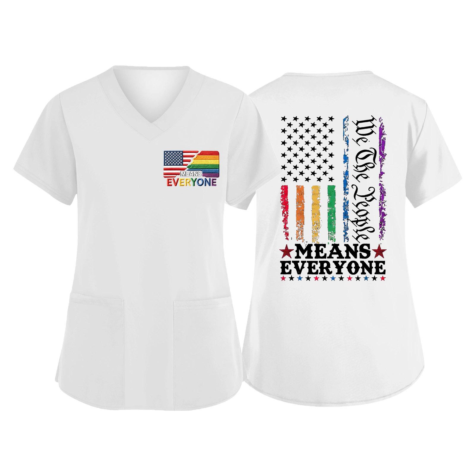 Women s V Neck Short Sleeve Work Shirt with Pockets Independence Day Printed Top Medical Scrub Uniform for Caregivers and Healthcare Professionals XL білий
Women s V Neck Short Sleeve Work Shirt with Pockets Independence Day Printed Top Medical Scrub Uniform for Caregivers and Healthcare Professionals XL білий