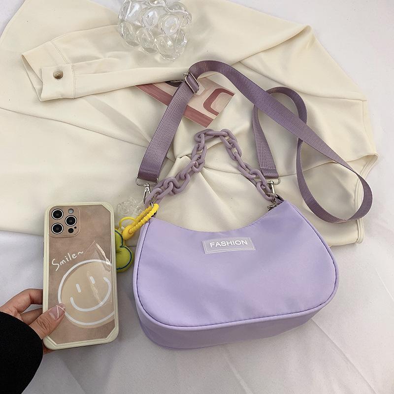 Женская маленькая сумка 2024 года, летняя новая модная сумка для девочек, переносная маленькая квадратная сумка из акрила с цепочкой, сумка через плечо подмышкой фиолетовый