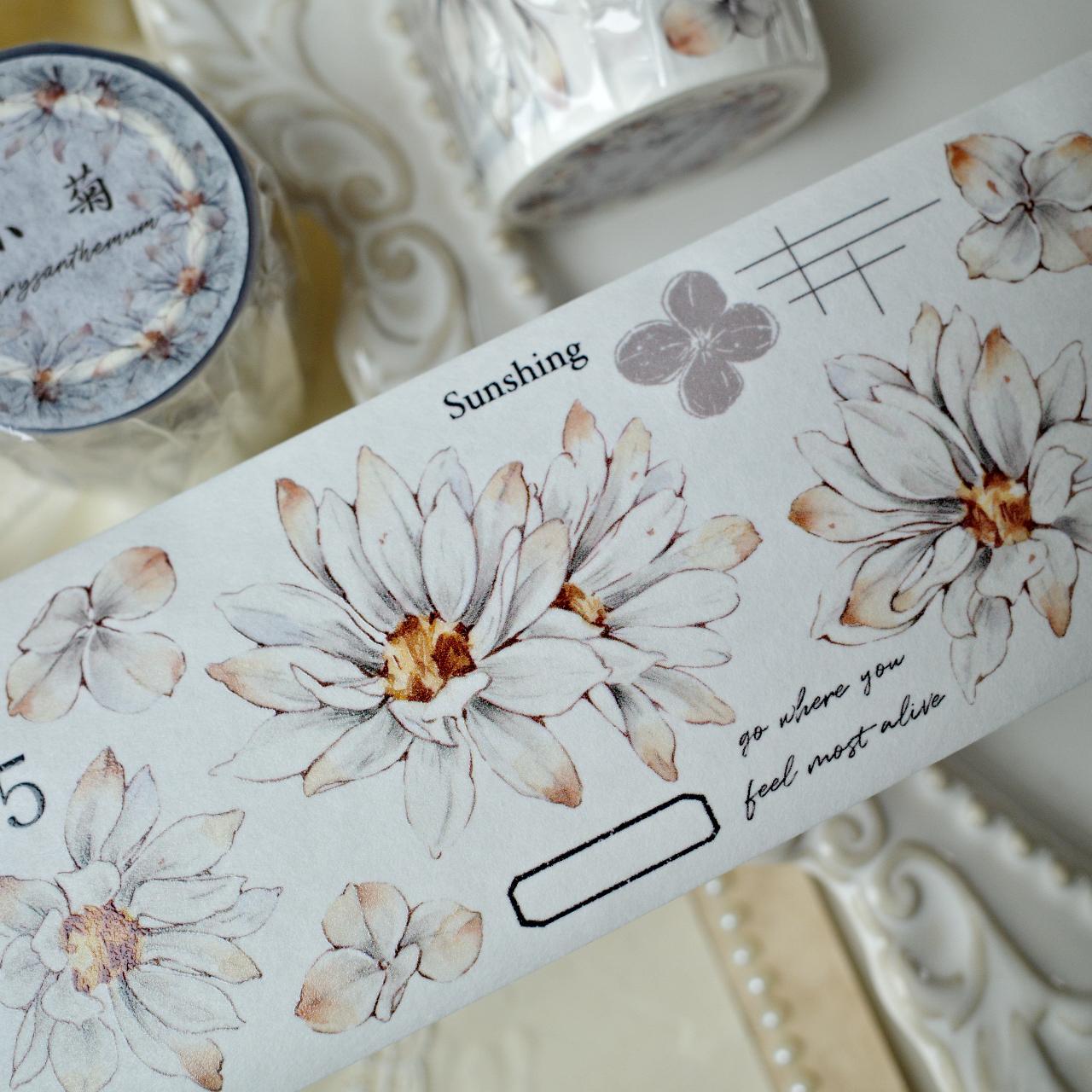 Yi Er Studio May New Light Vintage Journal Stickers White Chrysanthemums Washi Paper Pet Tape
Yi Er Studio May New Light Vintage Journal Stickers White Chrysanthemums Washi Paper Pet Tape
