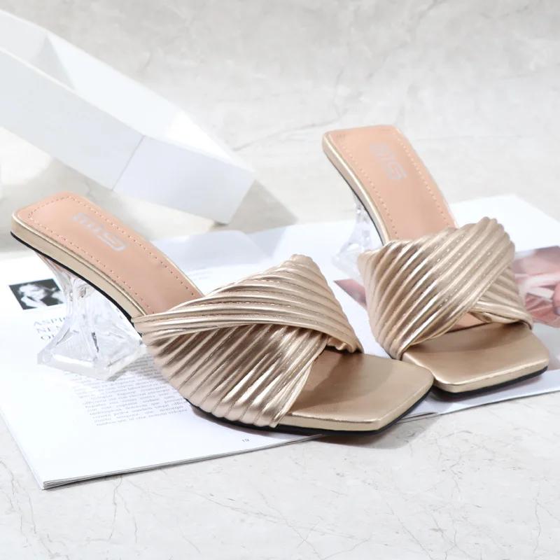 fashion Women s Slippers Fashion High-Heeled 2024 Summer New Soft Pleated Comfortable Sandals Outside Luxury Women Shoes 8CM 42
fashion Women s Slippers Fashion High-Heeled 2024 Summer New Soft Pleated Comfortable Sandals Outside Luxury Women Shoes 8CM 42