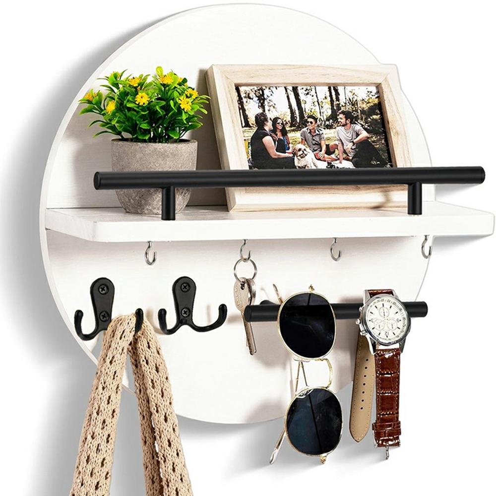 Wall Mounted Key Holder Organizer Round Decorative Shelf for Entryway Living Room Multi-Function Storage Rack Type A
Wall Mounted Key Holder Organizer Round Decorative Shelf for Entryway Living Room Multi-Function Storage Rack Type A