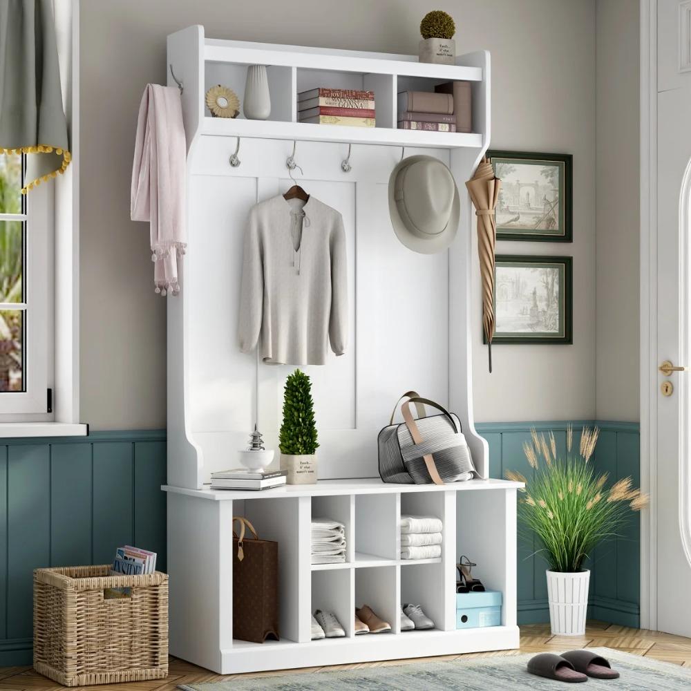 Hall Tree with Bench and Shoe Storage, 3-in-1 Entryway Bench with Coat Rack, Adjustable Shoe Storage and Open Shelves United States
Hall Tree with Bench and Shoe Storage, 3-in-1 Entryway Bench with Coat Rack, Adjustable Shoe Storage and Open Shelves United States