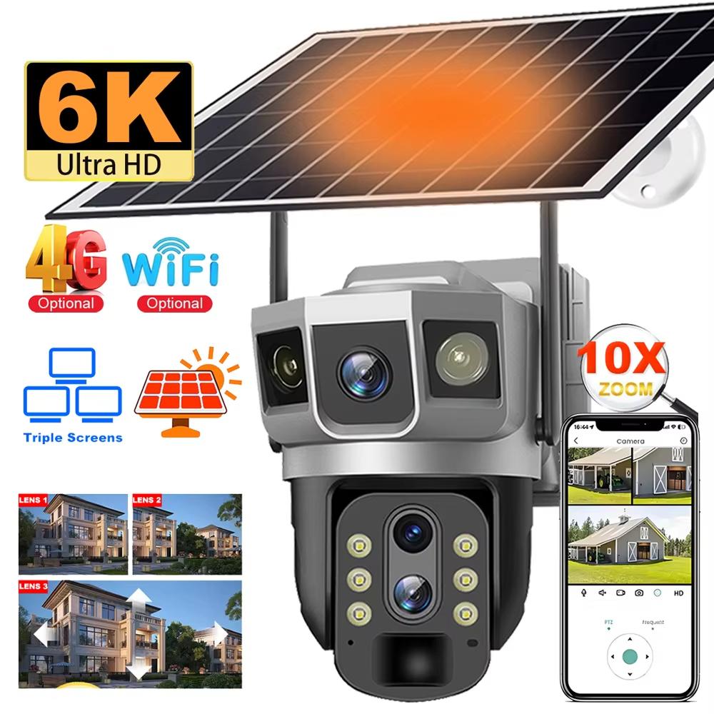 12MP 3 Lens 4G Solar Camera SIM Card Network Smart Home Securiry Protection 6K Night Vision IP Відеоспостереження Камери CCTV 4G camera
12MP 3 Lens 4G Solar Camera SIM Card Network Smart Home Securiry Protection 6K Night Vision IP Відеоспостереження Камери CCTV 4G camera