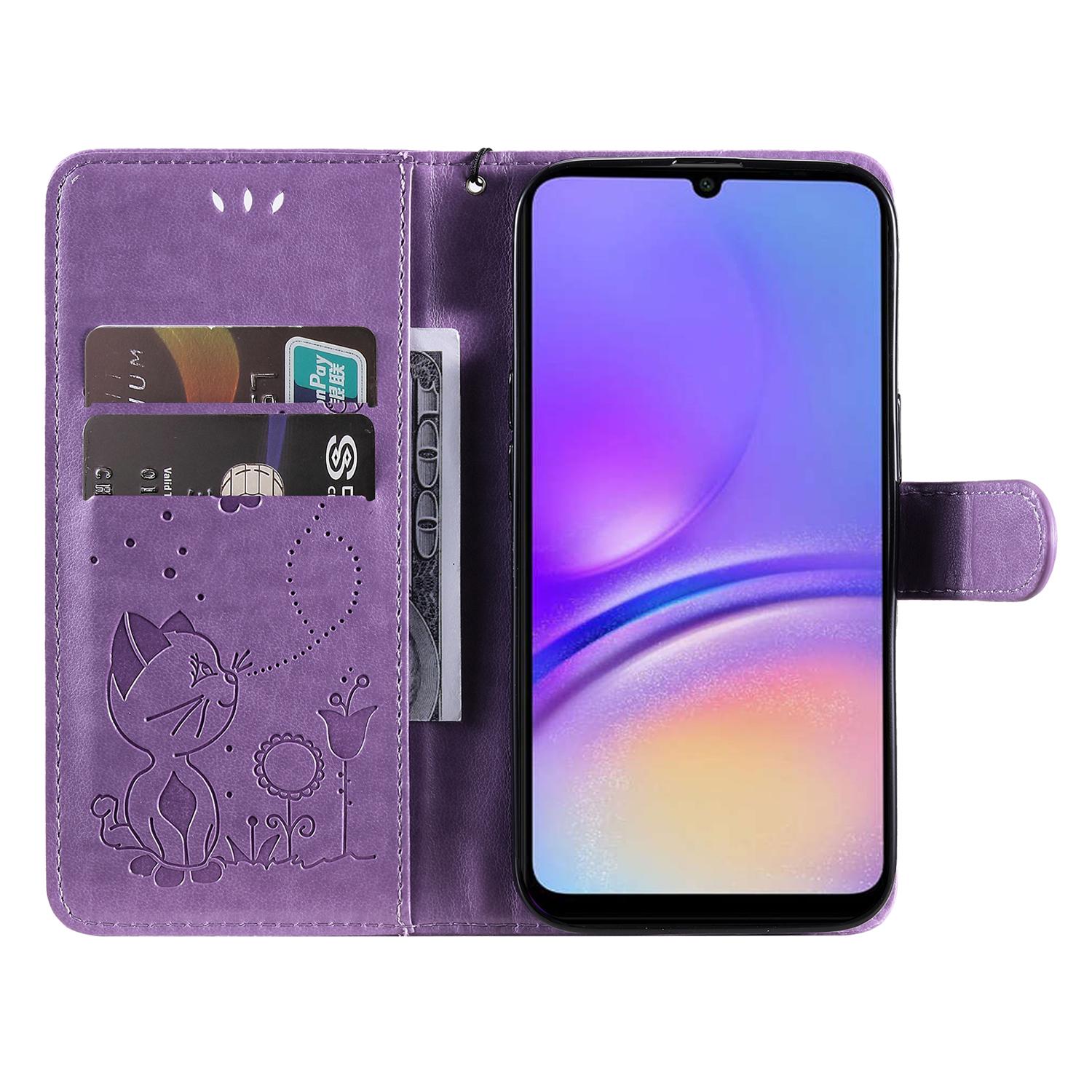 For Samsung Galaxy A05 4G Leather Case Cat Bee Pattern Phone Cover Wallet Stand with Strap Purple
For Samsung Galaxy A05 4G Leather Case Cat Bee Pattern Phone Cover Wallet Stand with Strap Purple