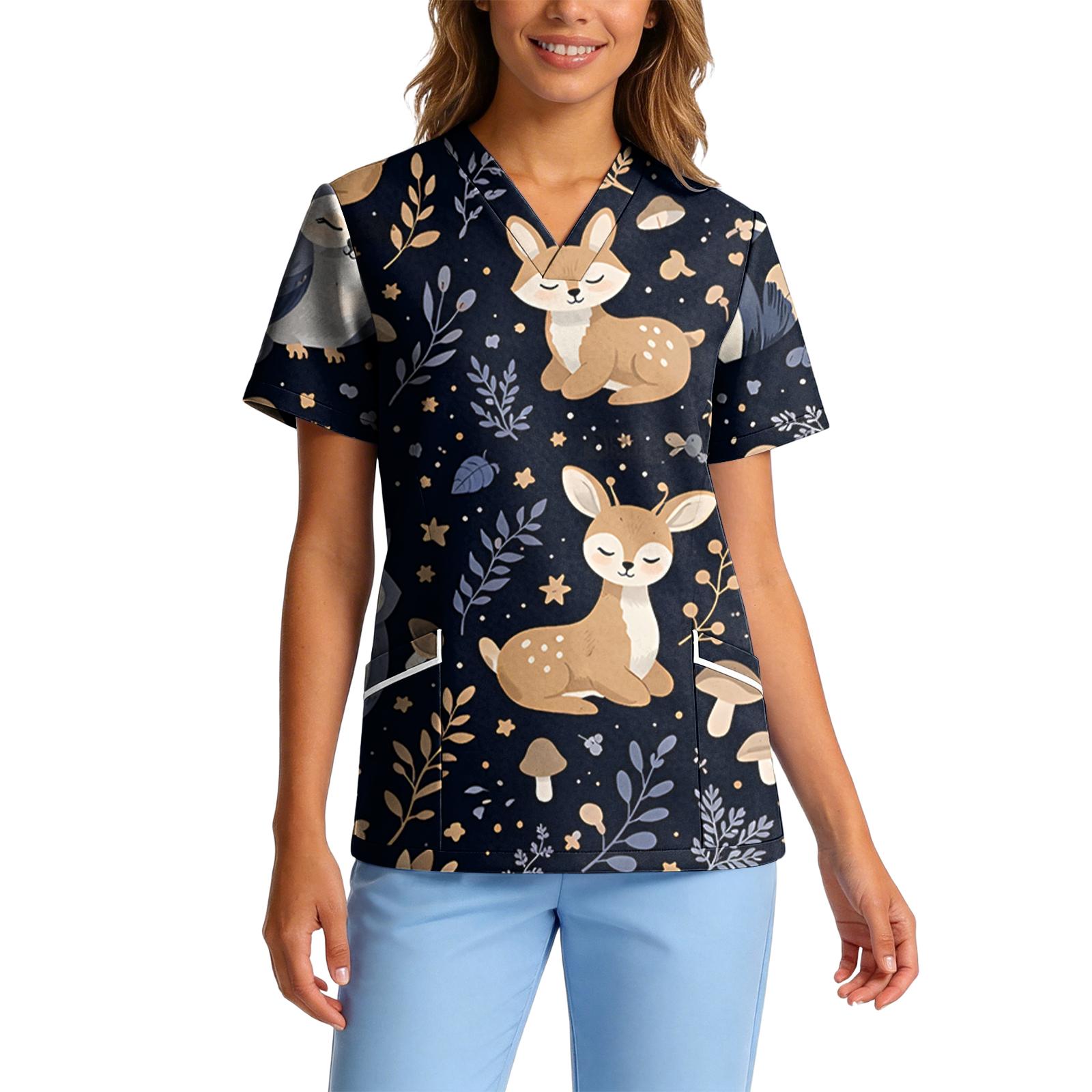 Women V Neck Short Sleeve Scrub Top with Pockets Stretch Quick Dry Fabric Animal Pattern Printed Uniform XL коричневый
Women V Neck Short Sleeve Scrub Top with Pockets Stretch Quick Dry Fabric Animal Pattern Printed Uniform XL коричневый