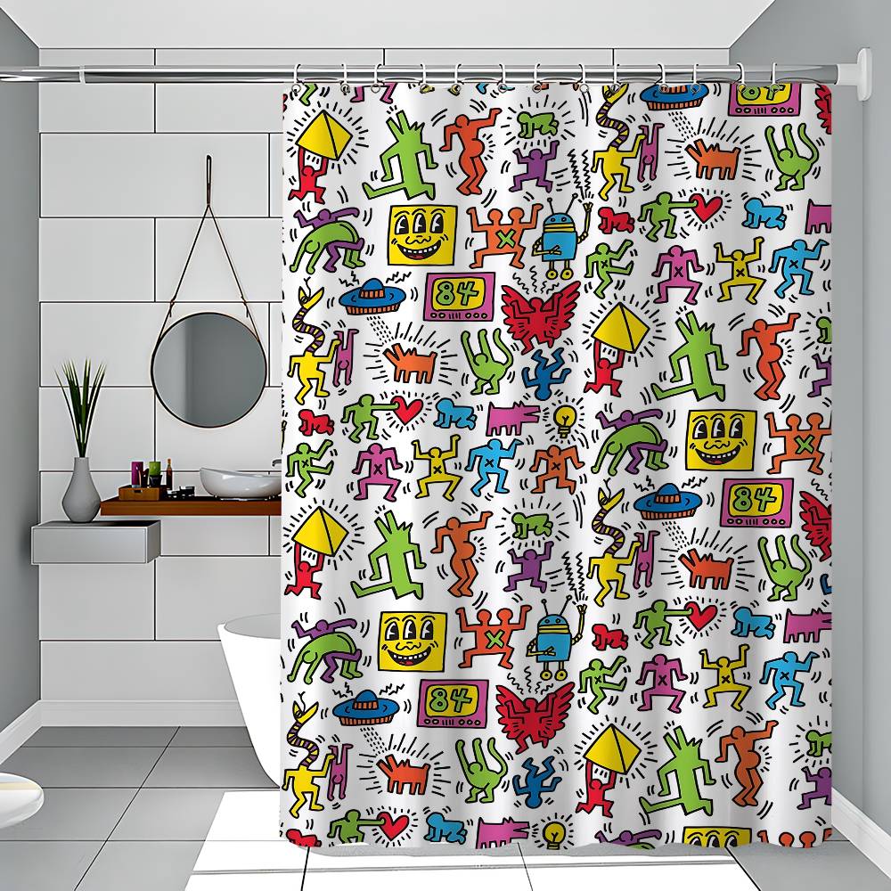 Cartoon K-Keith Haring Pattern Bathroom Shower Curtain Bathroom Partition Curtain Light Opaque Waterproof Material Bathroom 150x180 cm
Cartoon K-Keith Haring Pattern Bathroom Shower Curtain Bathroom Partition Curtain Light Opaque Waterproof Material Bathroom 150x180 cm