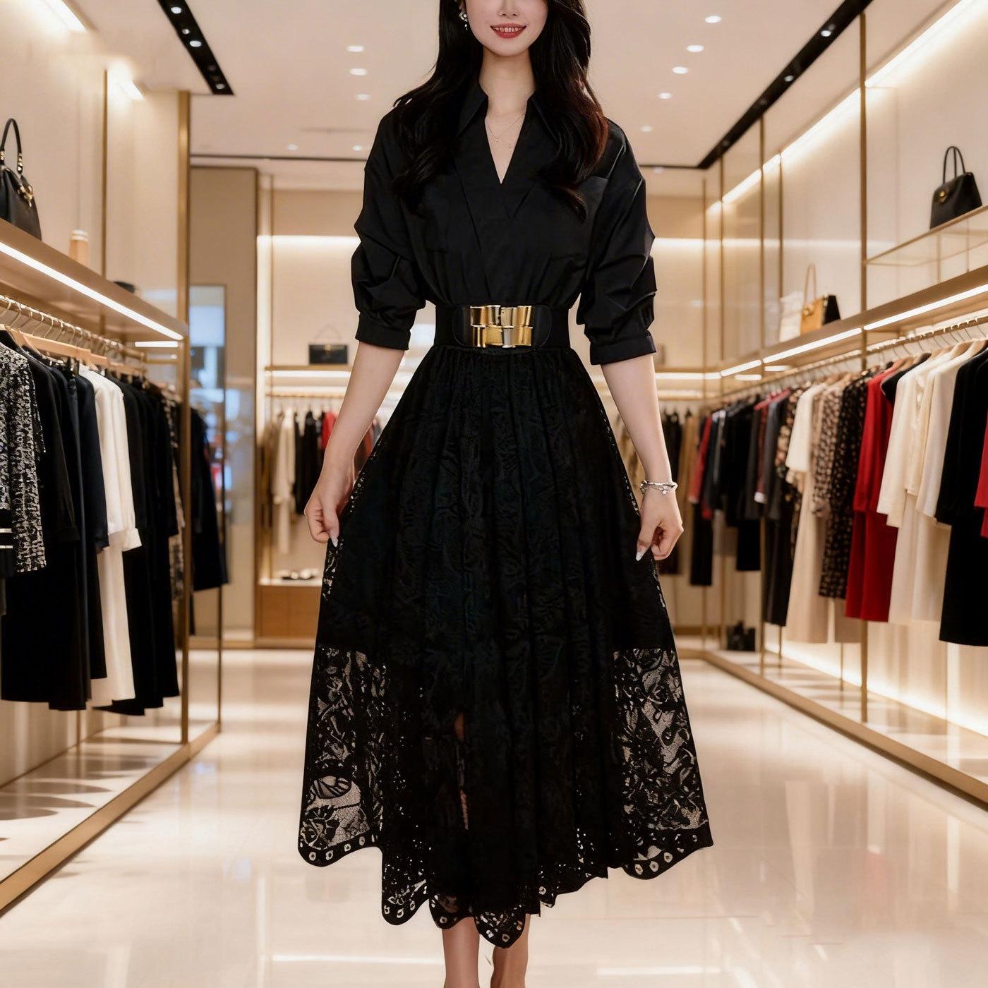 2026 French Light Luxury Lantern Sleeve Embroidered Mesh Dress with Cinched Waist M чорний
2026 French Light Luxury Lantern Sleeve Embroidered Mesh Dress with Cinched Waist M чорний