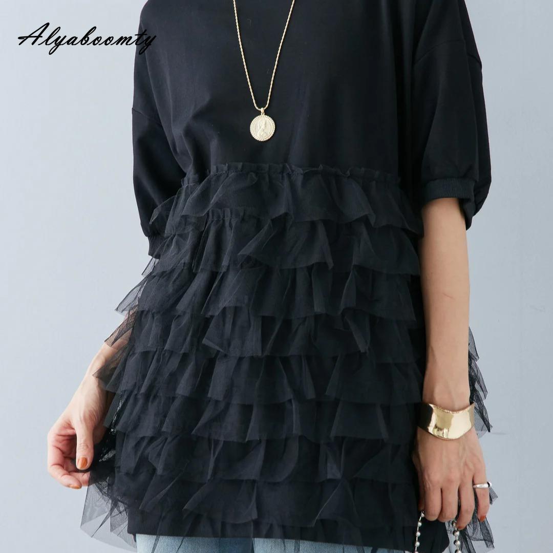 Корейская мода летняя женская футболка короткая с круглым вырезом черная серая оборками футболка с коротким рукавом элегантный хлопковый женский топ One Size чёрный
Корейская мода летняя женская футболка короткая с круглым вырезом черная серая оборками футболка с коротким рукавом элегантный хлопковый женский топ One Size чёрный