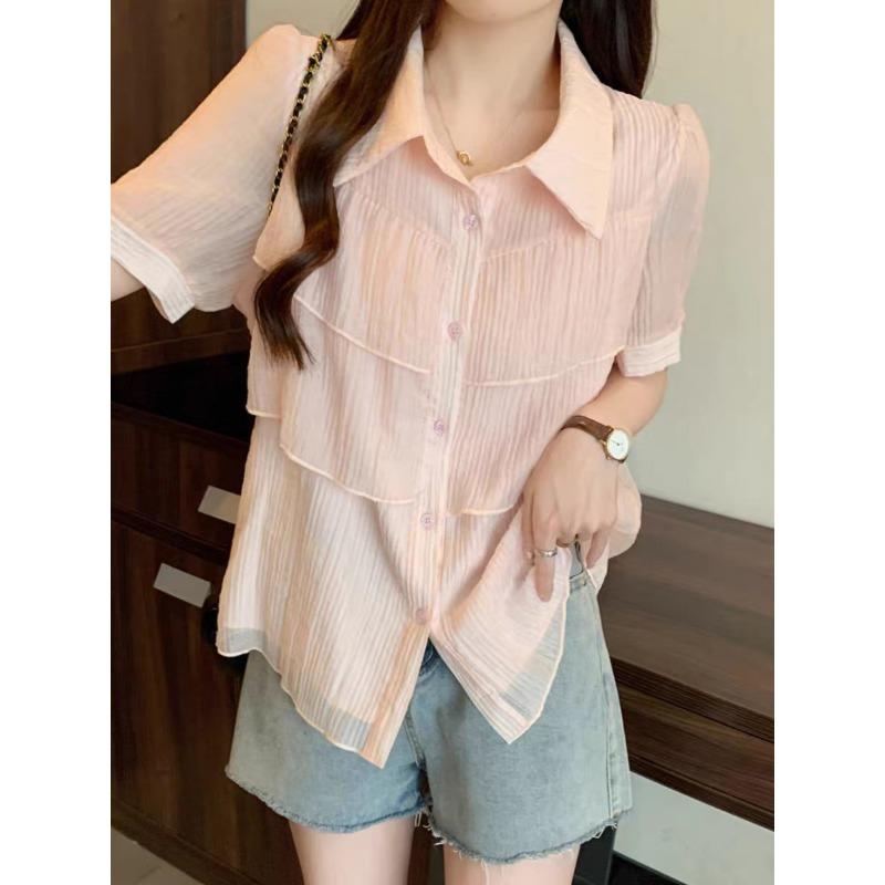Summer Ruffle Edge Patchwork Short Sleeved Shirt Women Korean Sweet Simple Blouse Solid Color Casual Lady Clothing S бежевый
Summer Ruffle Edge Patchwork Short Sleeved Shirt Women Korean Sweet Simple Blouse Solid Color Casual Lady Clothing S бежевый
