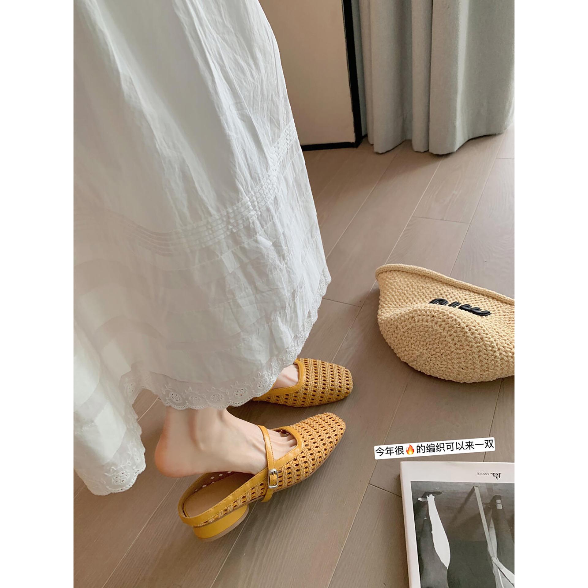 Sheepskin version~ Square head one-word belt woven hollow thick heel half slippers women s sandals 35 жёлтый
Sheepskin version~ Square head one-word belt woven hollow thick heel half slippers women s sandals 35 жёлтый