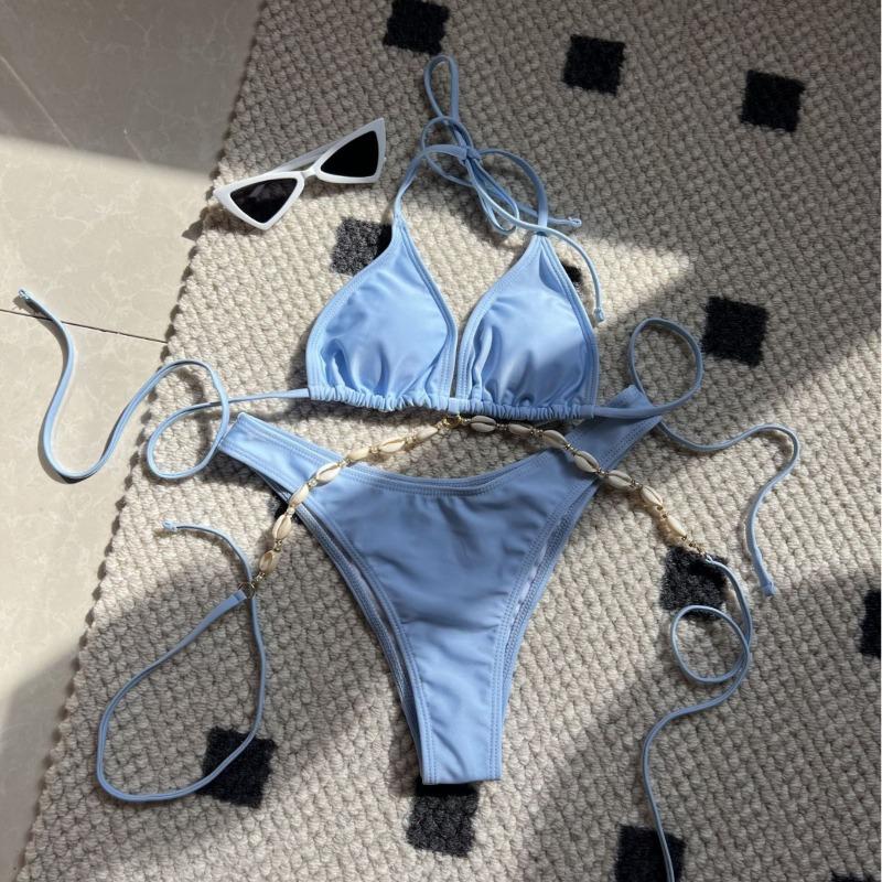 Plain new sexy shell chain swimsuit bikini L світло-синій колір
Plain new sexy shell chain swimsuit bikini L світло-синій колір