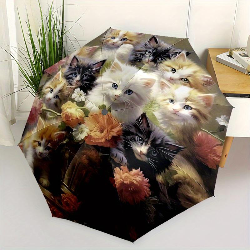 Kittens, Flowers Theme 8 Bone Hand Automatic Folding Umbrella, Compact and Portable Design, A Perfect Gift for Birthday, Christmas or Busine
Kittens, Flowers Theme 8 Bone Hand Automatic Folding Umbrella, Compact and Portable Design, A Perfect Gift for Birthday, Christmas or Busine
