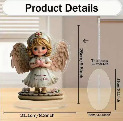Acrylic Angel Statue Figurine with Nurse Theme Standing on Oval Base Decorative Sculpture for Home Office Desk Display 9 8 Inch Height One Size
Acrylic Angel Statue Figurine with Nurse Theme Standing on Oval Base Decorative Sculpture for Home Office Desk Display 9 8 Inch Height One Size