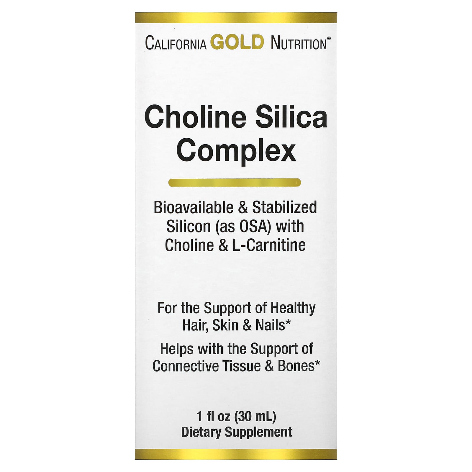 California Gold Nutrition, холіновий силікатний комплекс, біодоступний стабілізований силікон (OSA) Підтримка колагену, 1 рідка унція (30 мл)
California Gold Nutrition, холіновий силікатний комплекс, біодоступний стабілізований силікон (OSA) Підтримка колагену, 1 рідка унція (30 мл)