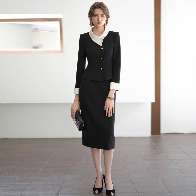 High-End Black & White Color Block Professional Suit Set for Women - Mid-Length Slimming Dress for Formal Workwear in Spring & Autumn Medium
High-End Black & White Color Block Professional Suit Set for Women - Mid-Length Slimming Dress for Formal Workwear in Spring & Autumn Medium