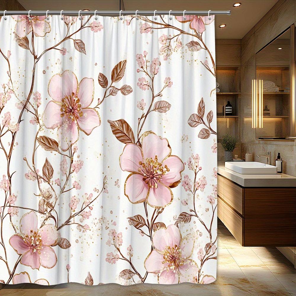 1 Винтажная цветочная шторка для душа с цветами нежно-розового цвета и золотой отделкой - Элегантный узор с коричневыми ветвями, полиэстеровая ткань 180X180cm
1 Винтажная цветочная шторка для душа с цветами нежно-розового цвета и золотой отделкой - Элегантный узор с коричневыми ветвями, полиэстеровая ткань 180X180cm
