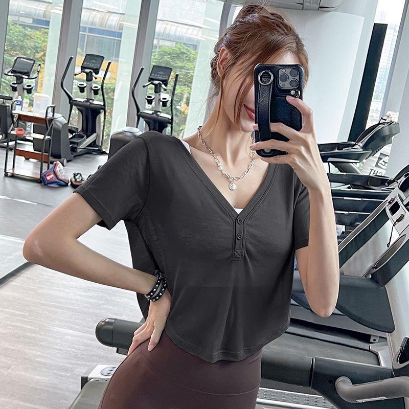 Lightweight Breathable Short Sports Short sleeve T-shirt Loose Fitness Breathable Quick-Drying Yoga Top Women Yoga Clothes Cover up Black S
Lightweight Breathable Short Sports Short sleeve T-shirt Loose Fitness Breathable Quick-Drying Yoga Top Women Yoga Clothes Cover up Black S
