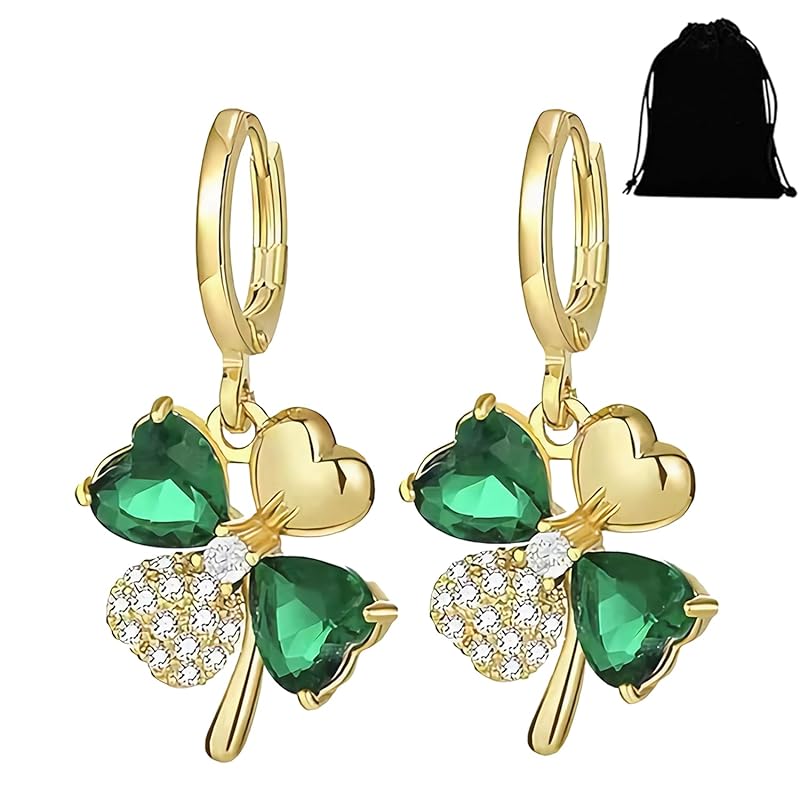Zoomers earrings four leaf clover gold ladies simple crystal zirconia hoop earrings green nature feminine wedding party ceremonial occasions present
Zoomers earrings four leaf clover gold ladies simple crystal zirconia hoop earrings green nature feminine wedding party ceremonial occasions present