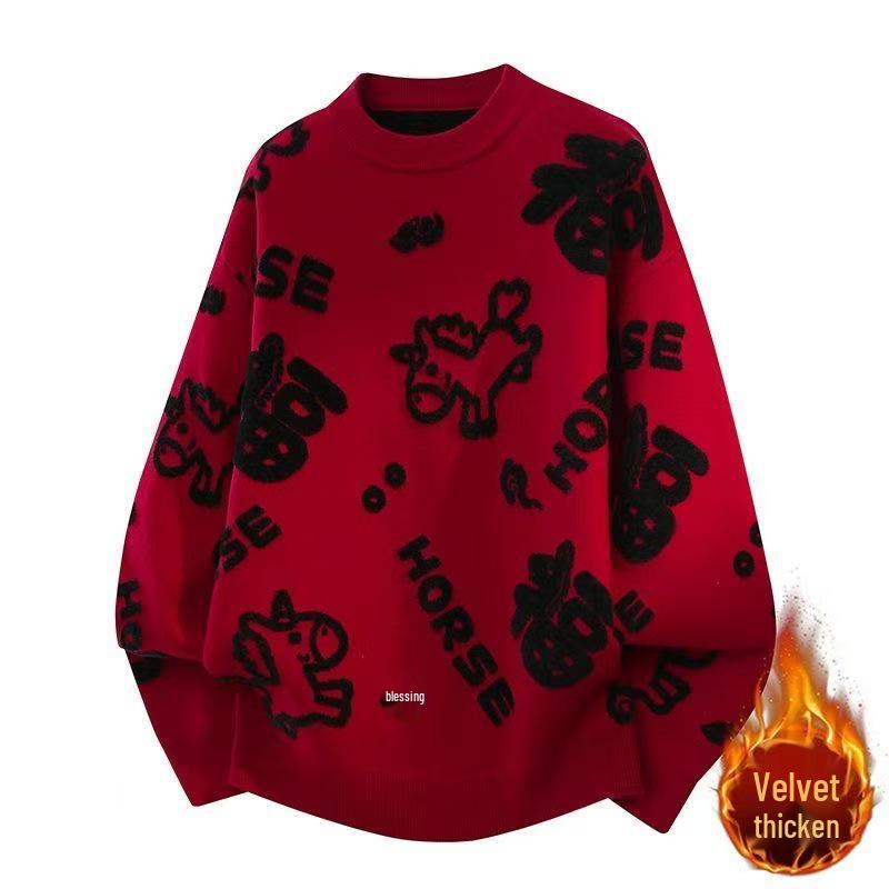 Men s Zodiac Velvet Red Sweater: Thick Knitwear for Autumn/Winter, Loose Fit, Round Neck, New Year Base Layer. 3XL (145-160 jin)
Men s Zodiac Velvet Red Sweater: Thick Knitwear for Autumn/Winter, Loose Fit, Round Neck, New Year Base Layer. 3XL (145-160 jin)