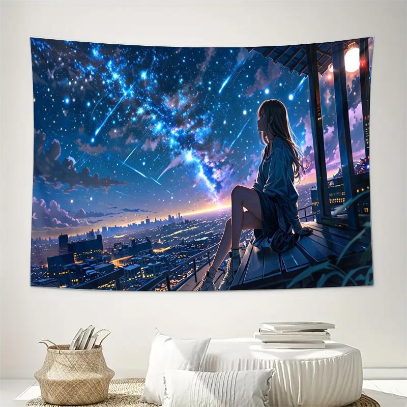 Starry Sky Cityscape Girl On Roof Wall Tapestry Machine Washable All Season Decor Art Print Anime Night View Design Home 74x94cm(29x37in)
Starry Sky Cityscape Girl On Roof Wall Tapestry Machine Washable All Season Decor Art Print Anime Night View Design Home 74x94cm(29x37in)