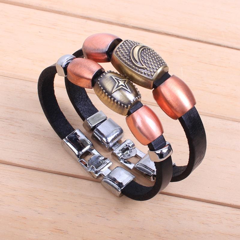 JMXD Винтажный круглый бронзовый браслет с бусинами ручной работы, унисекс, эластичный, с символом пола, черепом, бесконечностью, веревочный, на запястье, ретро, панк, подарок, ювелирное изделие