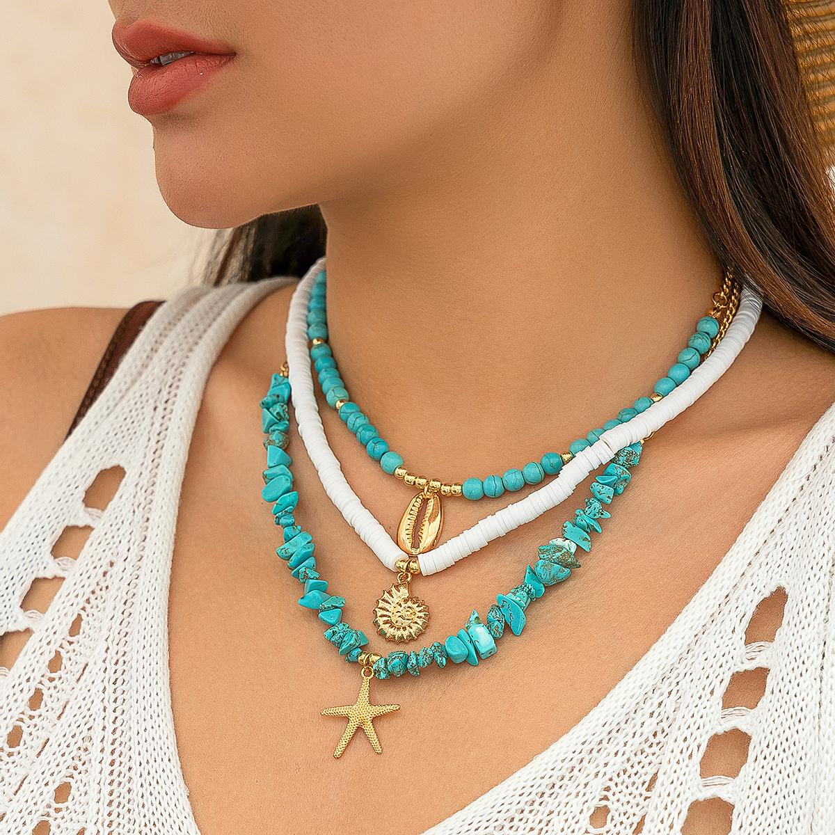 SHIXIN 3Pcs Green Natural Stone Beads Short Choker Necklace Set for Women Boho Conch Starfish Pendant Necklace Summer Jewelry
SHIXIN 3Pcs Green Natural Stone Beads Short Choker Necklace Set for Women Boho Conch Starfish Pendant Necklace Summer Jewelry