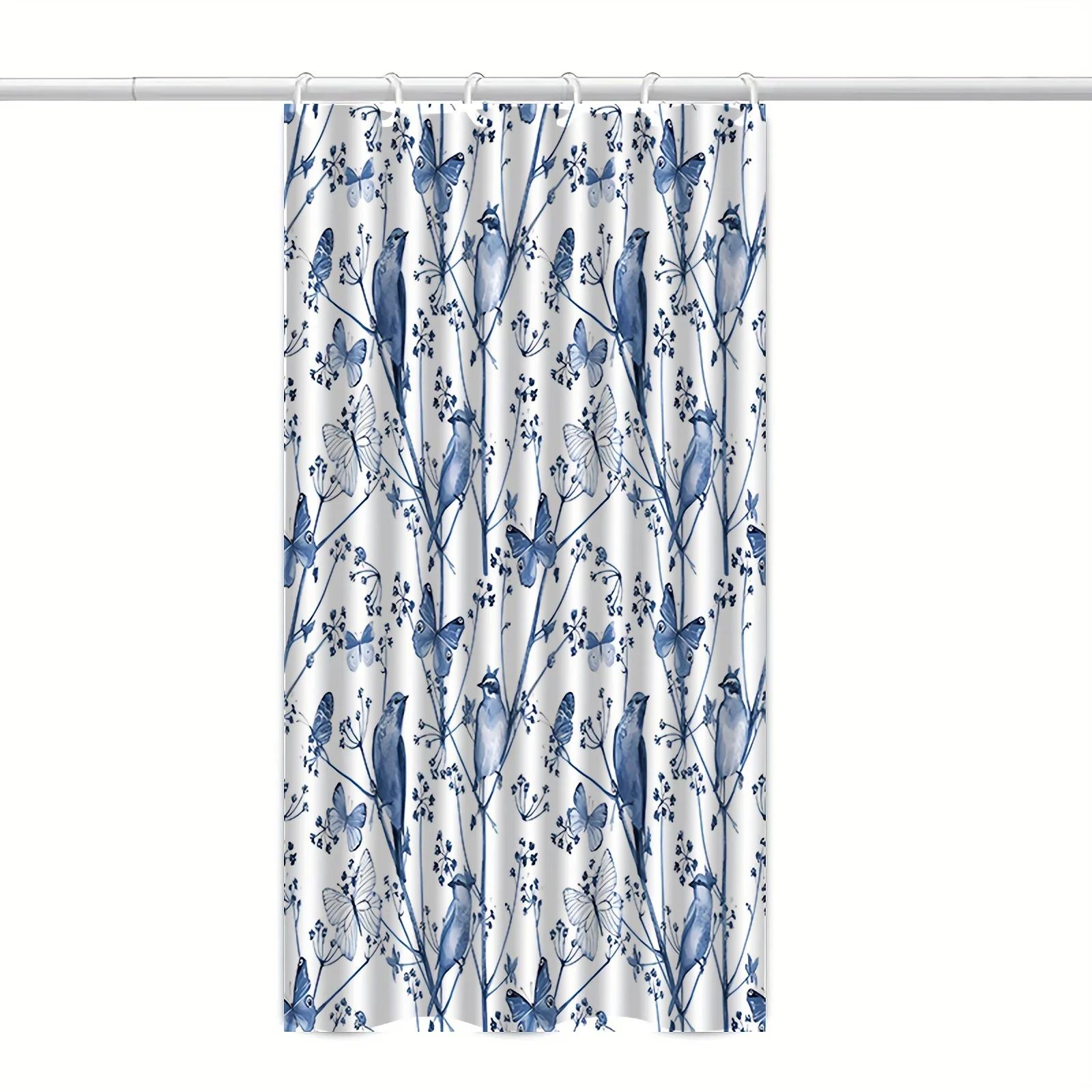 Blue Bird Print Bath Curtain - Water-Resistant, 12 Hooks, Polyester Knit, Machine Washable, Animal Pattern W60H190(CM)-1 Pcs
Blue Bird Print Bath Curtain - Water-Resistant, 12 Hooks, Polyester Knit, Machine Washable, Animal Pattern W60H190(CM)-1 Pcs