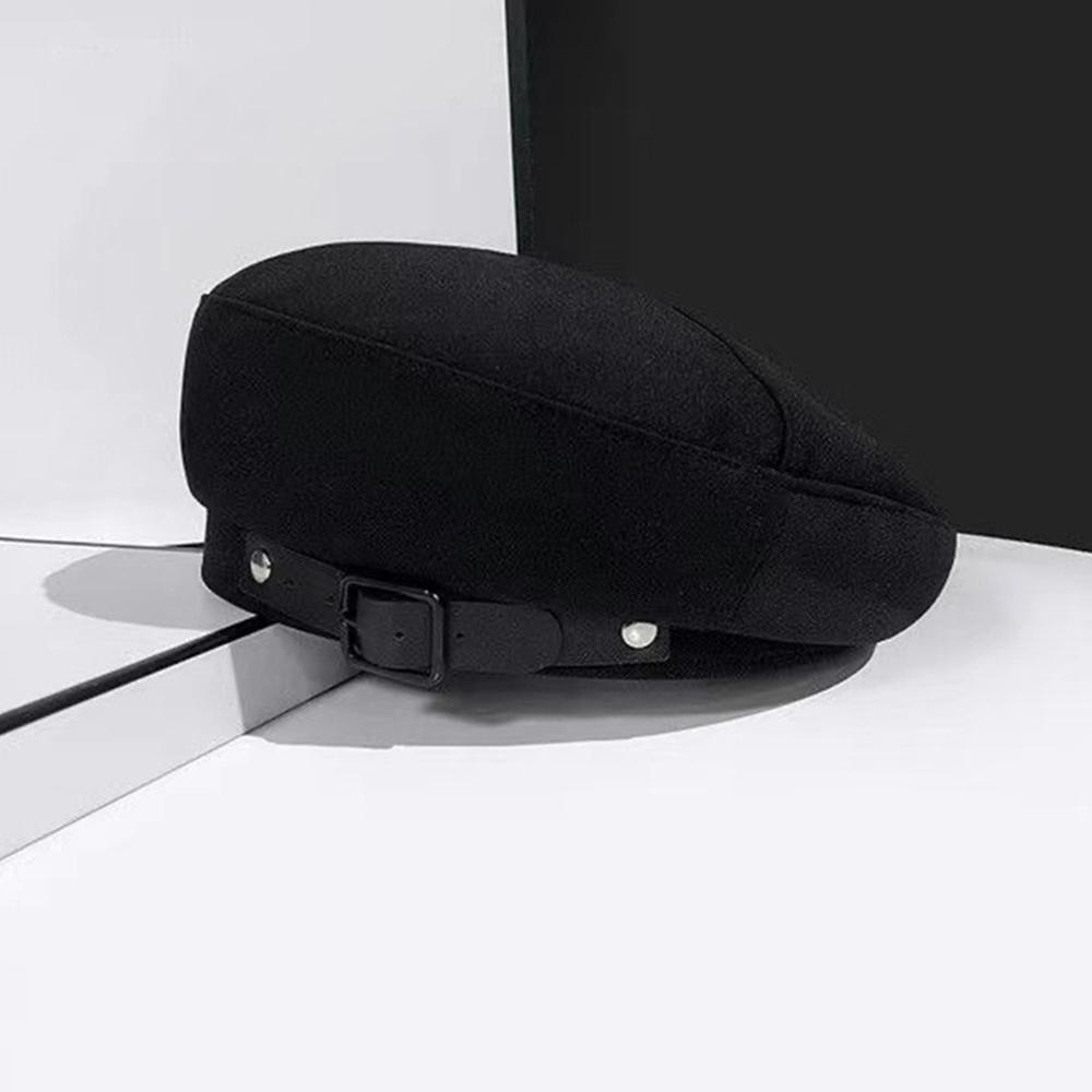 Зимняя модная однотонная осенняя шапка художника для девочек, теплая восьмиугольная кепка, берет с пряжкой, женские шапки, шляпа художника One Size