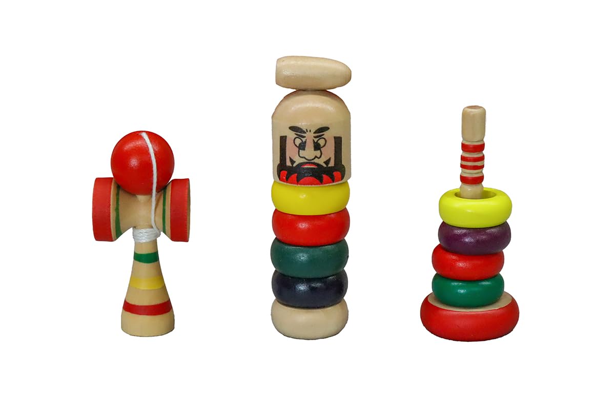 Miniature Japanese Traditional Wooden Toy Set of 3 each of and Daruma (1 Wanage, Kendama, Drop)
Miniature Japanese Traditional Wooden Toy Set of 3 each of and Daruma (1 Wanage, Kendama, Drop)