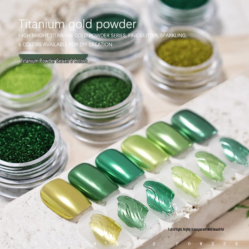 High-Gloss Titanium Gold Mirror Powder - Forest Elf Green Electroplating Laser Glitter Nail Art.
High-Gloss Titanium Gold Mirror Powder - Forest Elf Green Electroplating Laser Glitter Nail Art.