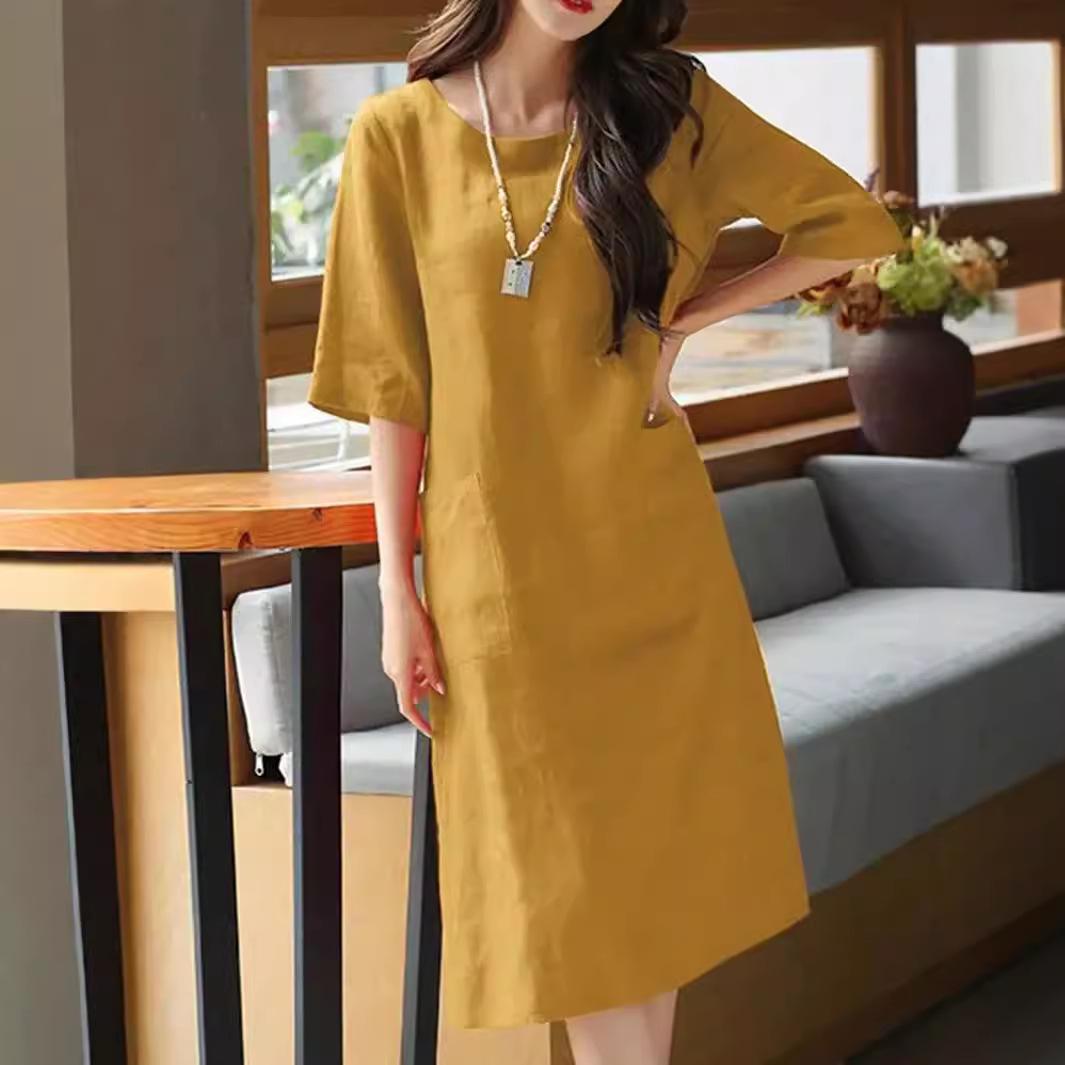 2025 Summer Women s Loose Fit A-Line Midi Sundress - Short Sleeve Round Neck Medium хаки
2025 Summer Women s Loose Fit A-Line Midi Sundress - Short Sleeve Round Neck Medium хаки